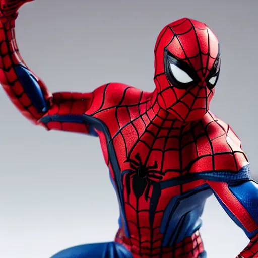 Prompt: Marvel Fighting Armor Spider Man Figure, highly detailed, studio lighting