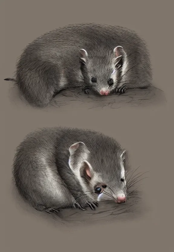 Image similar to sleeping possum having a nightmare, dreaming illusion, highly detailed, trending on artstation