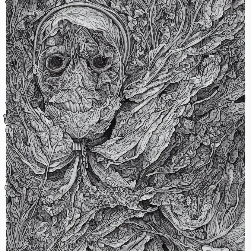 Image similar to the anatomy of a head of lettuce, an ultrafine detailed painting by james jean, intricate linework, full color, studio ghibli, behance contest winner, vanitas, angular, altermodern, unreal engine