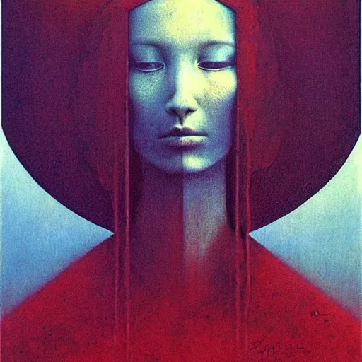 Image similar to portrait of bird woman by Beksinski