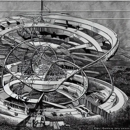 Image similar to a planetary city by paolo soleri