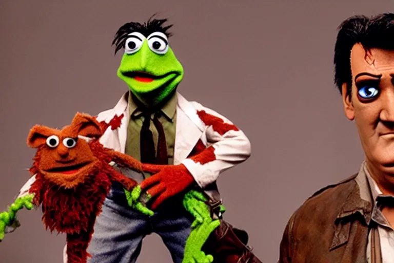 Image similar to Bruce Campbell as Ash in Evil Dead muppets