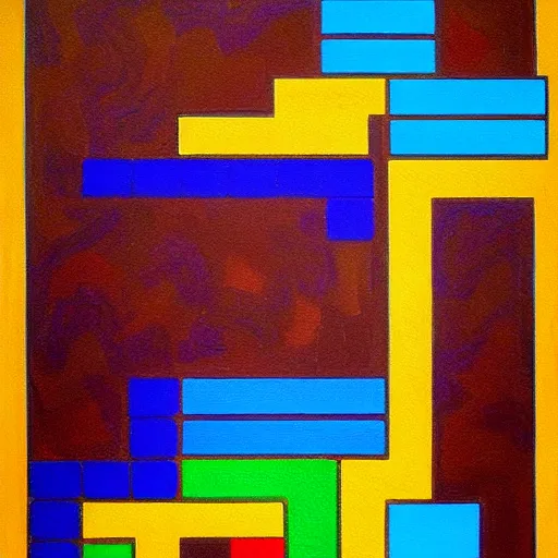 Prompt: a painting of tetris art by monet