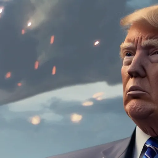 Image similar to film still of Trump in avengers endgame