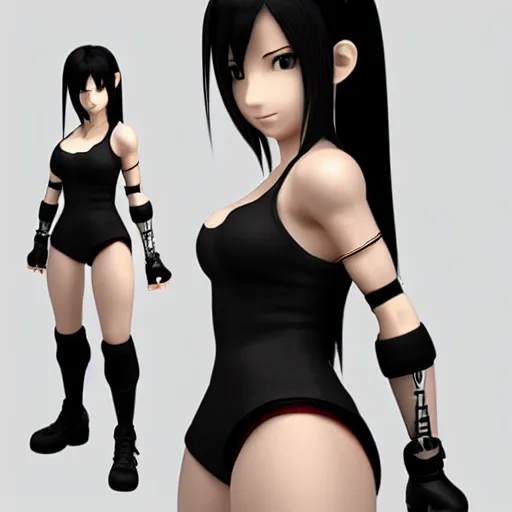 Image similar to head and body of tifa lockhart from final fantasy vii, highly detailed