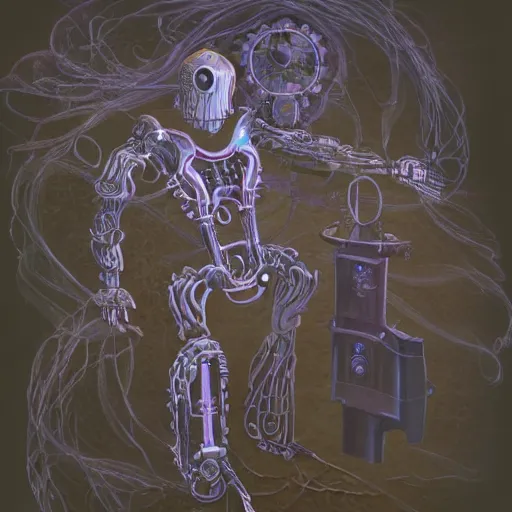 Image similar to a mechanical ethereal ghost