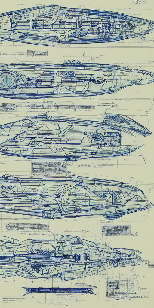Prompt: blueprint of a spaceship, technical draw, concept art, extreme detail, 3 5 mm, colorful