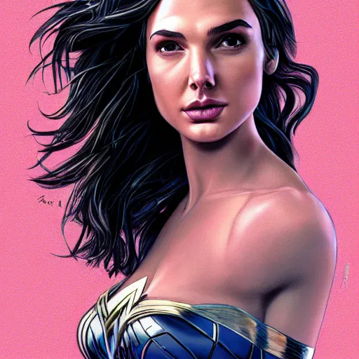 Image similar to illustration of the beauty gal gadot, done by john reuss