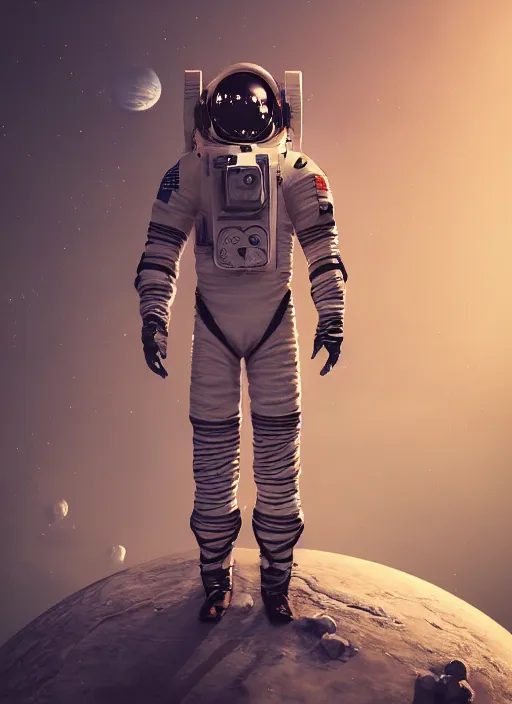 Prompt: a futuristic astronaut, artistic pose, cinematic shot, intricate, ornate, photorealistic, ultra detailed, realistic, 1 0 0 mm, photography, octane, high definition, depth of field, bokeh, 8 k, artstation