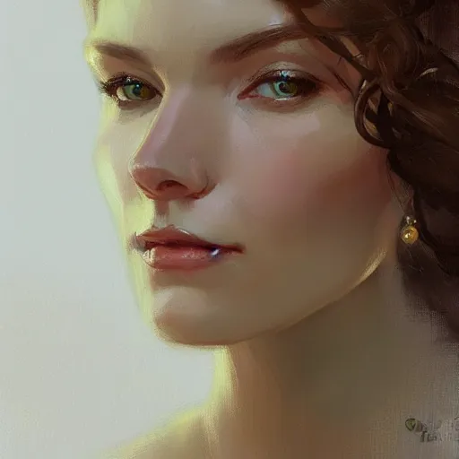 Image similar to portrait of a beautiful woman, intricate, elegant, highly detailed, digital painting, artstation, concept art, illustration, by gil elvgen, greg manchess, mucha