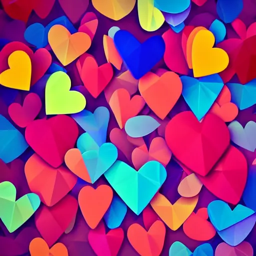 Image similar to ! dream very colorful low poly hearts, background photo,