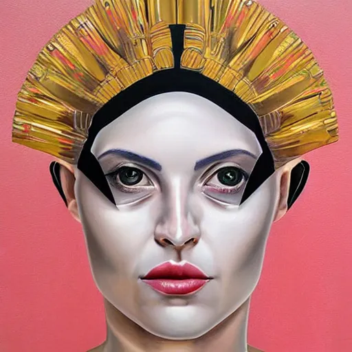 Prompt: portrait of female android, by sandra chevrier, fra angelico and sandro botticelli