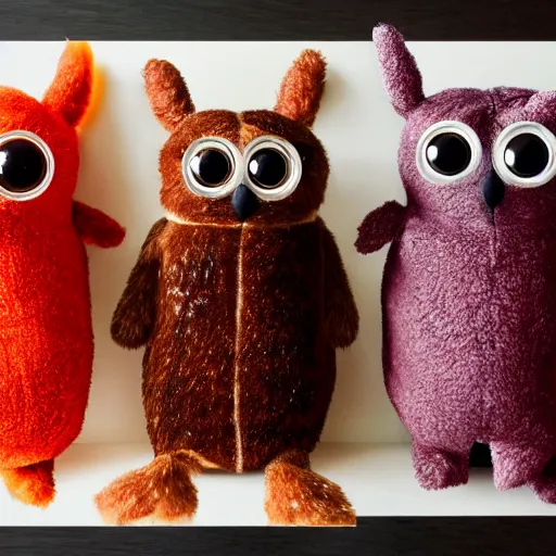 Image similar to photo of longfurbies made out of beef. The texture of their skin is like steak