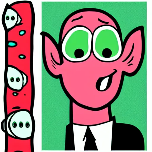 Image similar to handsome squidward as man, big smile, strong chin, handsome, pop art style