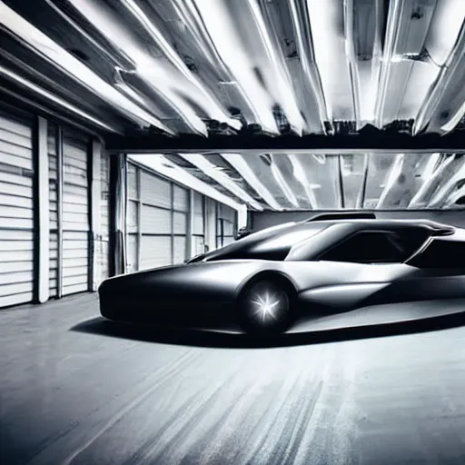 Prompt: futuristic car in a modern garage, sci-fi art