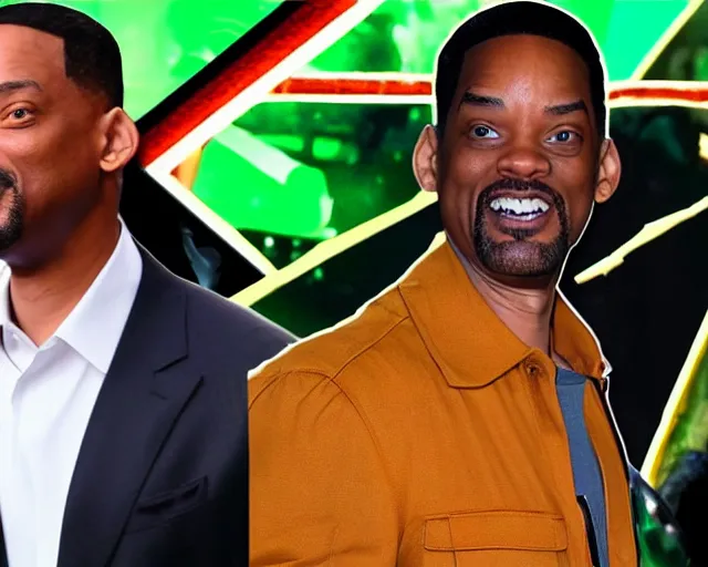 Prompt: will smith fighting with chris rock at toxic waste lake deathbattle 4k