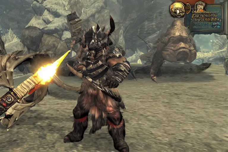 Image similar to joe biden monster hunter screenshot, switch axe