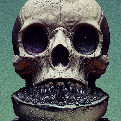 Image similar to portrait_of_a_melting_skull._intricate_abstract._intricate_artwork._by_Tooth_Wu_wlop_beeple_dan_mumford._octane_render_trending_on_artstat