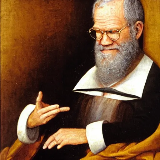 Image similar to renaissance oil painting of david letterman