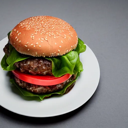 Prompt: the least appetizing hamburger you can imagine, professional food photography, very detailed, studio lighting