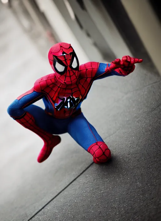 Image similar to photo of spiderman ,realistic 35mm, f/1.4, Golden Hour light, ,