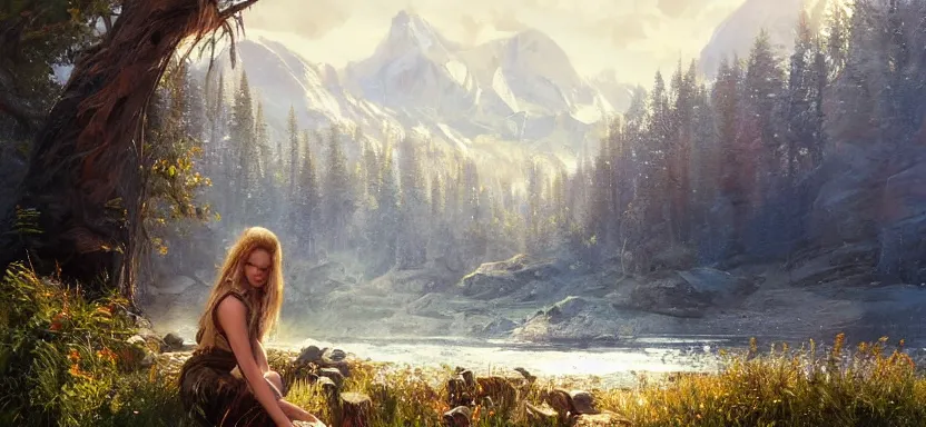 Image similar to most epic landscape, epic cinematic hyperrealism masterpiece. realistic poster with shaded lighting by craig mallismo, artgerm, jeremy lipkin and michael garmash, unreal engine, radiant light, detailed and complex environment, digital art, art station trends, environmental portrait