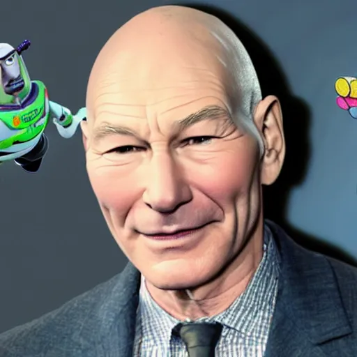 Prompt: patrick stewart as the real buzz lightyear