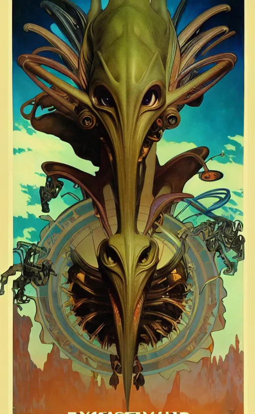 Image similar to exquisite imaginative alien creature poster art, movie art, by lucusfilm, weta studio, alphonso mucha, james jean, frank frazetta, 8 k, denoised