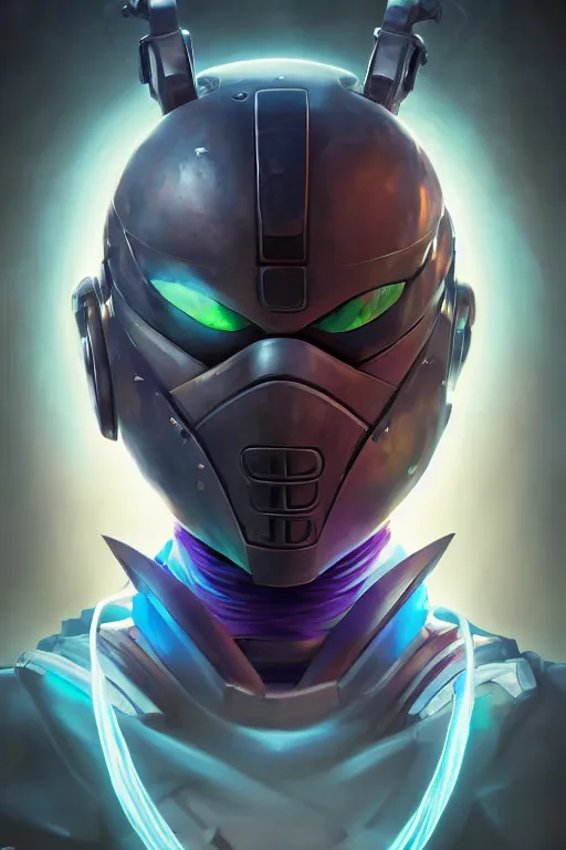 Image similar to epic mask helmet robot ninja portrait stylized as fornite style game design fanart by concept artist gervasio canda, behance hd by jesper ejsing, by rhads, makoto shinkai and lois van baarle, ilya kuvshinov, rossdraws global illumination radiating a glowing aura global illumination ray tracing hdr render in unreal engine 5