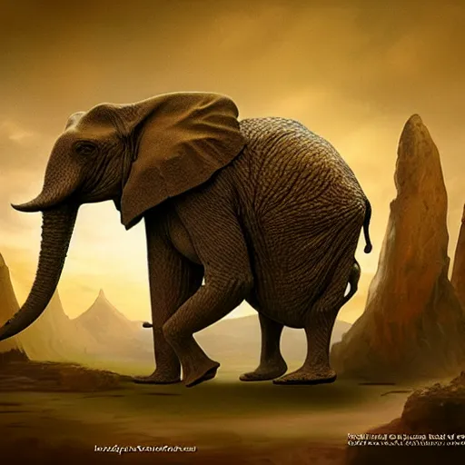 Image similar to frog - elephant creature, fantasy art, matte painting