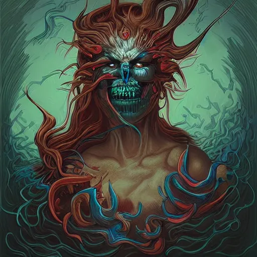 Image similar to “A portrait of the Eczema demon, digital art by Dan Mumford and Peter Mohrbacher, highly detailed, trending on DeviantArtHQ”