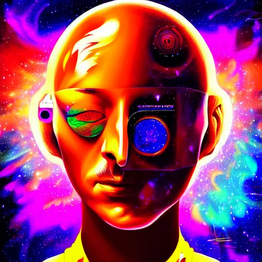 Image similar to An extremely psychedelic portrait of an astronaut, surreal, LSD, face, detailed, intricate, elegant, lithe, highly detailed, digital painting, artstation, concept art, smooth, sharp focus, illustration