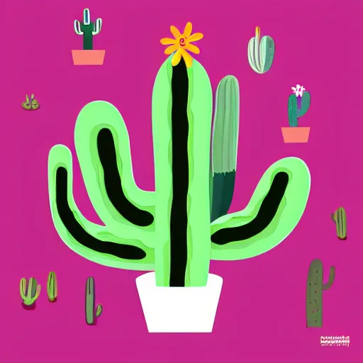 Prompt: cactus made from colourful shiny transparent jelly in the style of kurzgesagt, adobe illustrator, graphic design illustration, vector art, bold colours