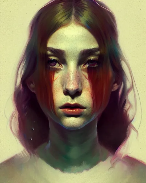 Image similar to young glitched woman, full body portrait, beautiful girl, dark, highkey, realistic, serov, surikov, vasnetsov, repin, kramskoi, uplight, insanely detailed, charlie bowater, tom bagshaw, octane rendered,, 8 k, unreal engine, illustration, trending on artstation, masterpiece