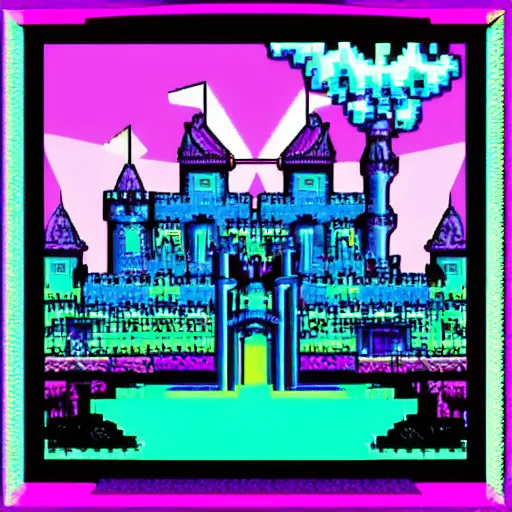 Prompt: Retrowave castle