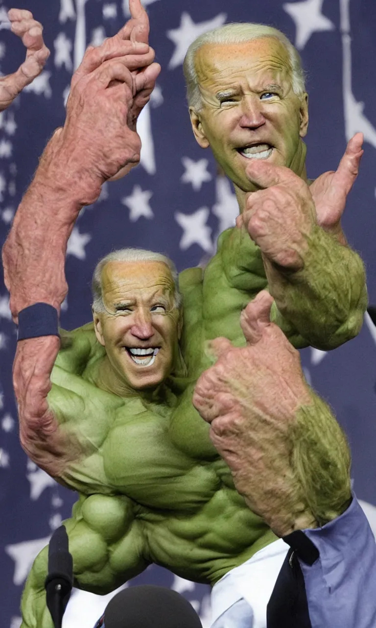 Image similar to Joe Biden Turning into the hulk