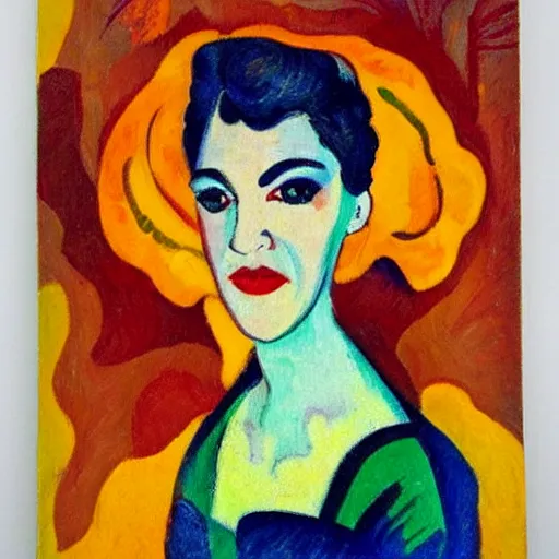 Image similar to fauvism unfaithful portrait of a lady 3 2 years old, with apricot