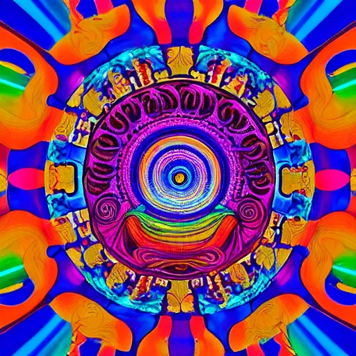 Prompt: psychedelic trippy artwork, focus clarity, tibetan buddhism, the meaning of Dzogchen, full color, a life of primordial grounding, award-winning, trending