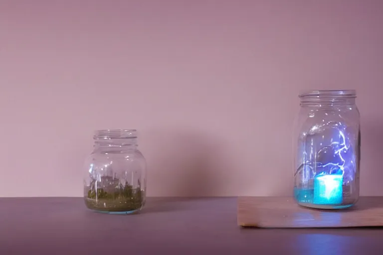 Image similar to chemiluminescence clouds in a jar