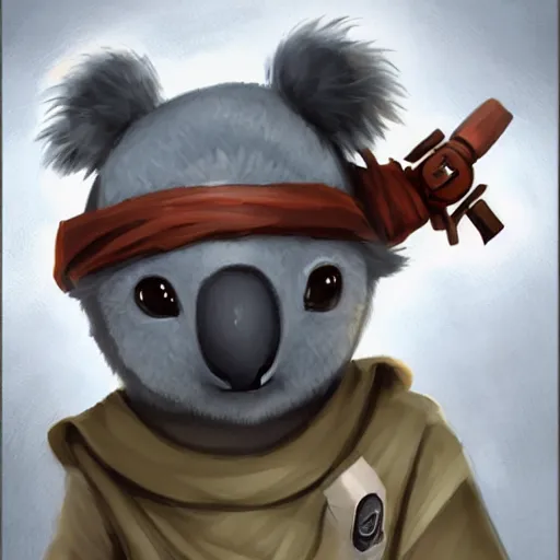 Prompt: a cute koala dressed in a shinobi outfit, digital art by łukasz piskorz and patrick mcenvoy and michael komarck, intricate, highly detailed, artstation, concept art, smooth, sharp focus vector centered