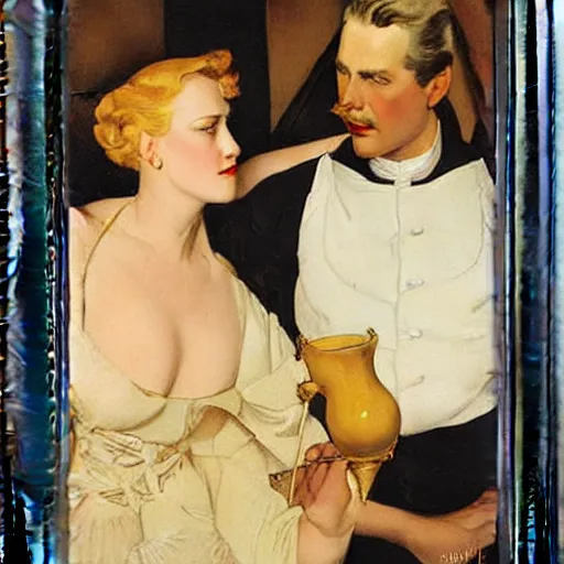 Prompt: master and margarita by j. c. leyendecker, tamara de lempicka