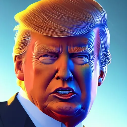 Image similar to donald trump as apex legends character, digital illustration portrait design, by android jones and greg rutkowski, retrowave color scheme, detailed, cinematic lighting, wide angle action dynamic portrait