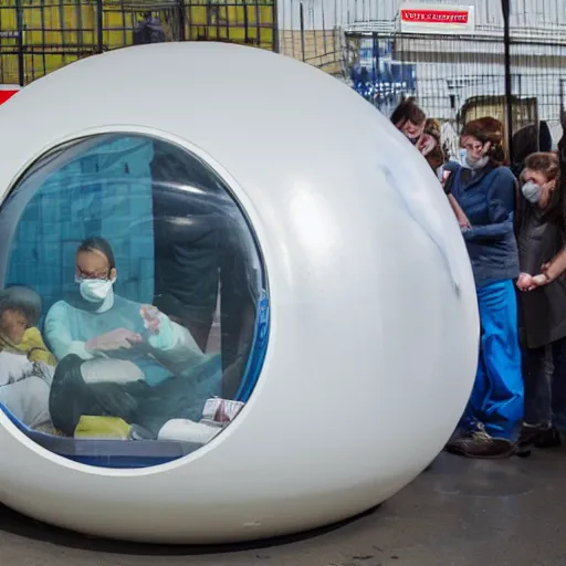 Image similar to a worm that makes people feel sad being transported in an isolator bubble