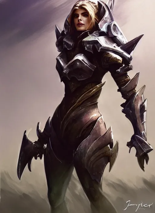 Image similar to A combination of Ashley Greene, Adriana Dxim, Grace Kelly as a Charr from Guild Wars 2 wearing Forerunner Armor from Halo, countryside, calm, fantasy character portrait, dynamic pose, above view, sunny day, artwork by Jeremy Lipkin and Giuseppe Dangelico Pino and Michael Garmash and Rob Rey, very coherent asymmetrical artwork, sharp edges, perfect face, simple form, 100mm