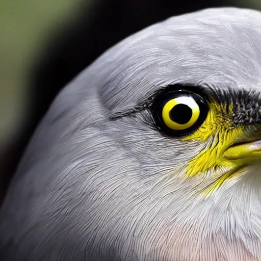 Image similar to bird stares with both eyes directly into camera, face on shot cartoon style