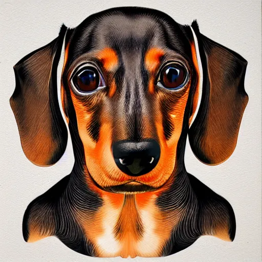 Prompt: image of a dachshund's portrait of a mandelbulb pattern in a semi - realistic art style,