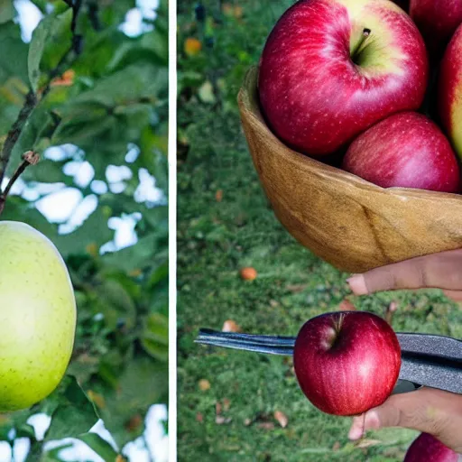 Prompt: shocking battle between an apple and a pear