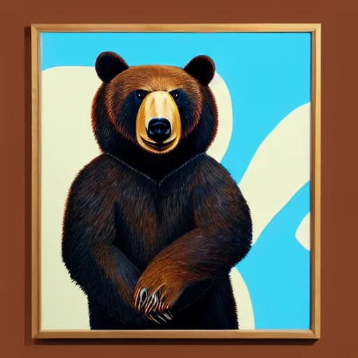 Image similar to a painting of a bear in front of a large screen, a digital rendering by chinwe chukwuogo - roy, behance, neo - dada, behance hd, 3 d, maximalist