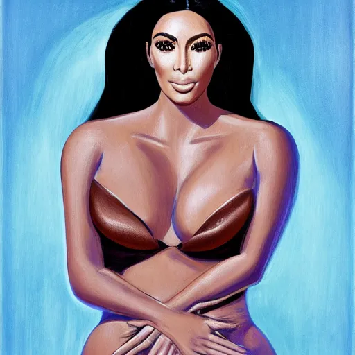 Image similar to portrait ( of kim kardashian ) as danae by paolo de matteis