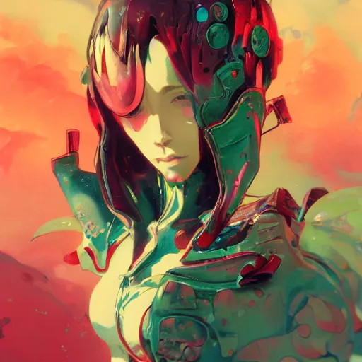 Prompt: surreal gouache painting, by yoshitaka amano, by ruan jia, by conrad roset, by kilian eng, by good smile company, detailed anime 3 d render of a pretty anime girl in bikini, portrait, cgsociety, artstation, modular patterned mechanical costume and headpiece, retrowave atmosphere